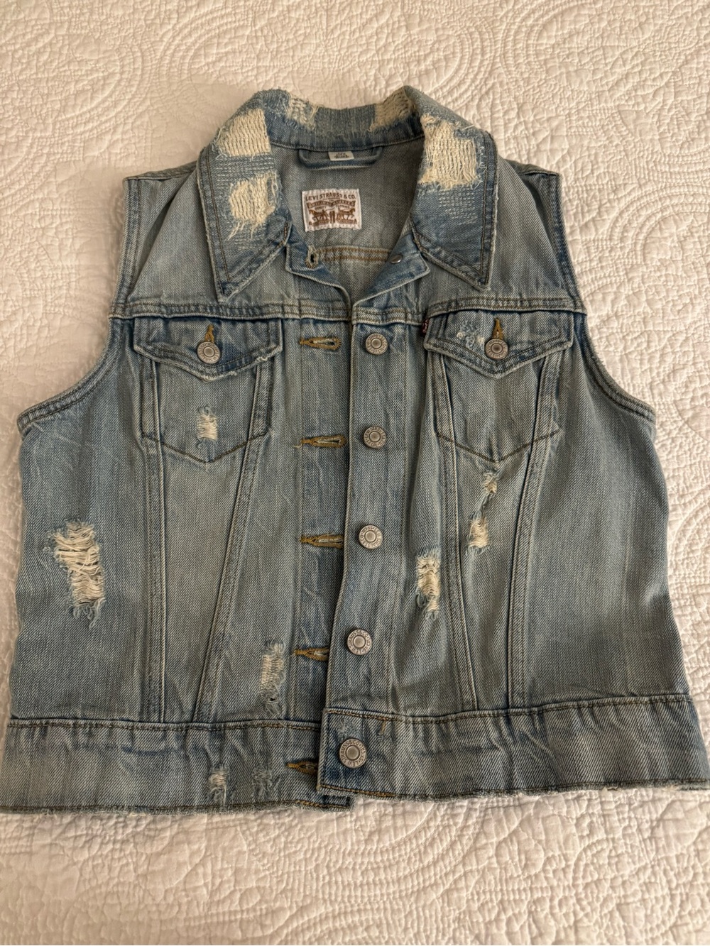 Distressed Light Washington Denim Vest